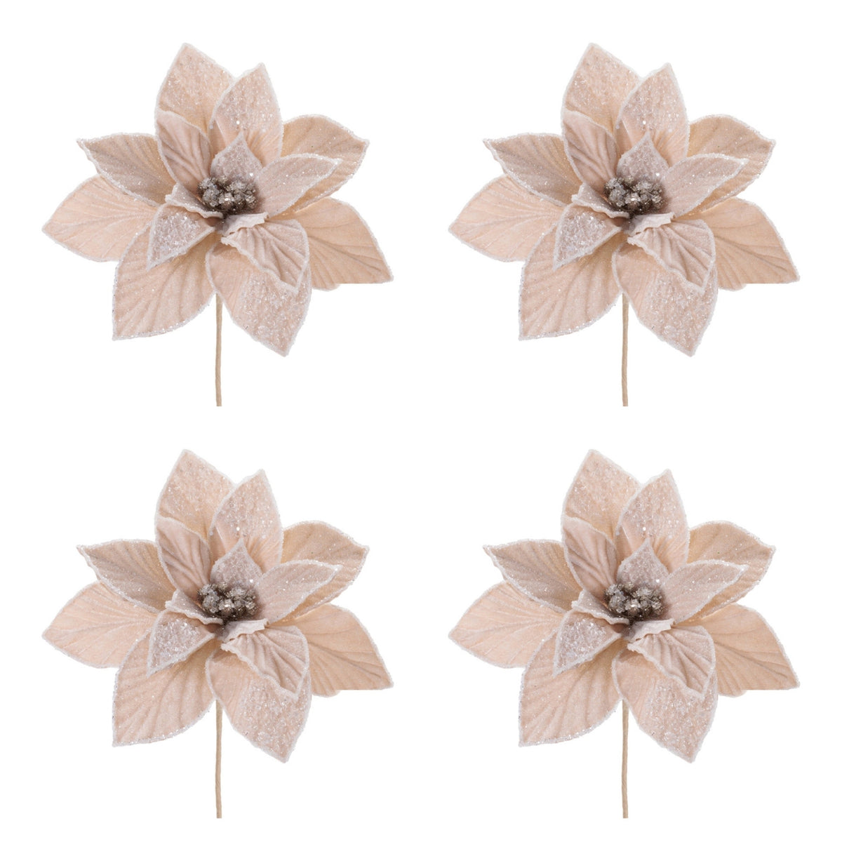 Frosted Poinsettia Stem – Set of 4 - view 4