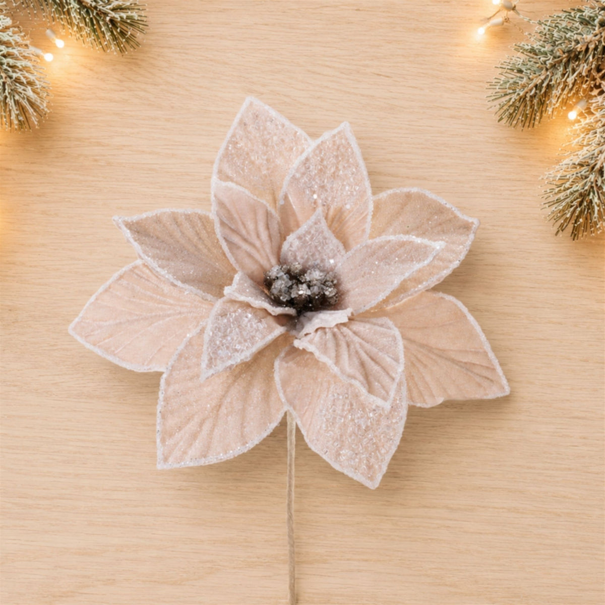 Frosted Poinsettia Stem – Set of 4 - view 2