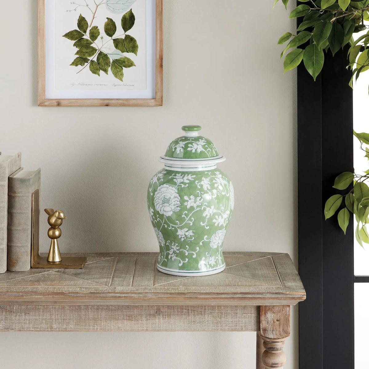 Green & White Lotus Porcelain Ginger Jar - view 6
