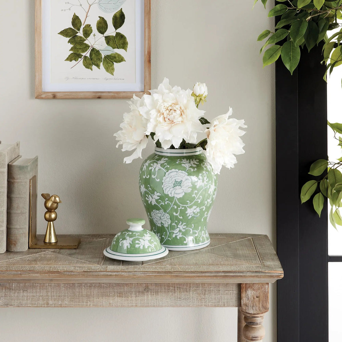Green & White Lotus Porcelain Ginger Jar - view 7