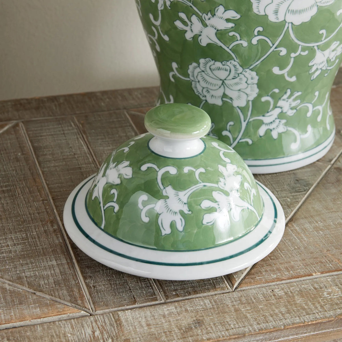 Green & White Lotus Porcelain Ginger Jar - view 8