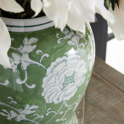 Green & White Lotus Porcelain Ginger Jar - view 9