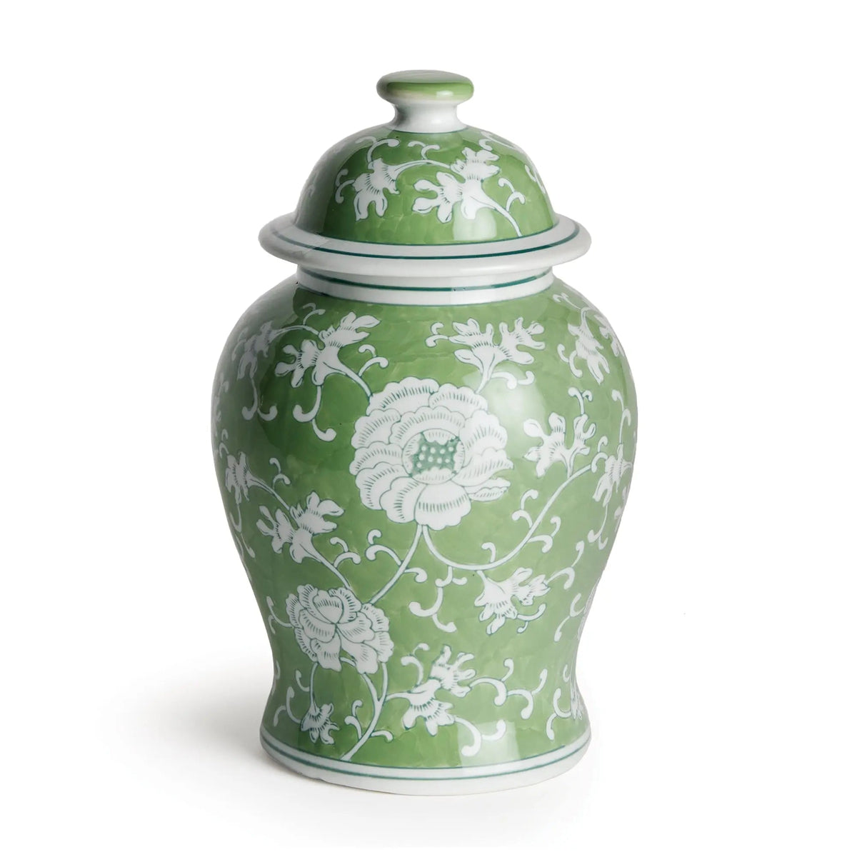 Green & White Lotus Porcelain Ginger Jar - view 1