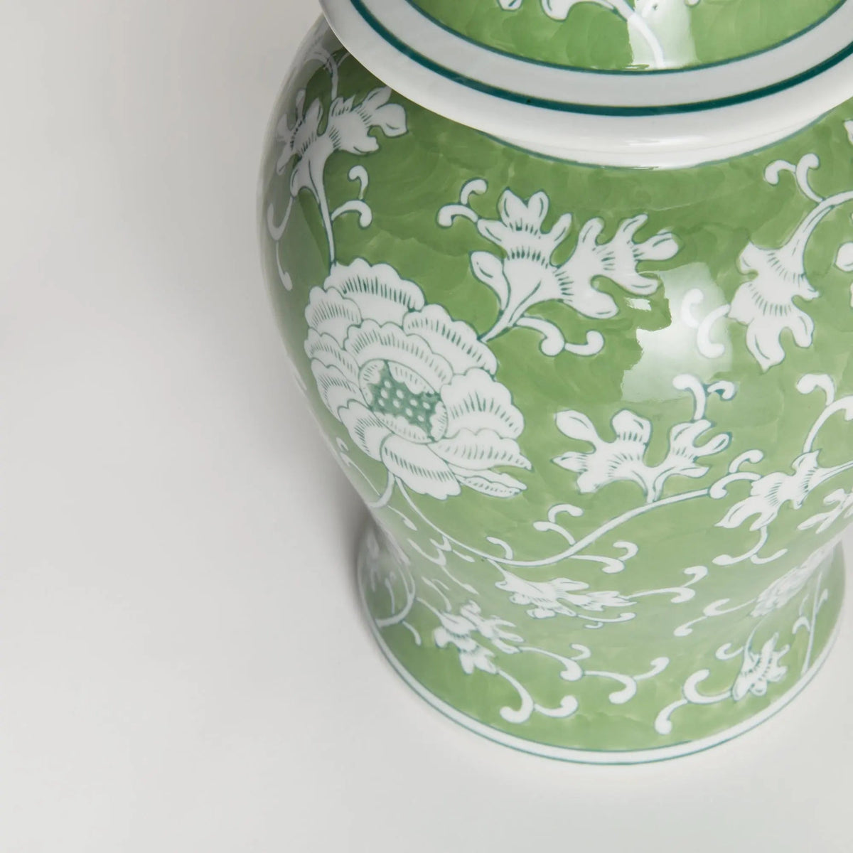 Green & White Lotus Porcelain Ginger Jar - view 3