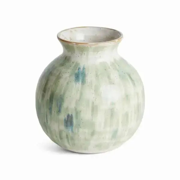 Hand-Painted Green & Blue Stoneware Vase - view 1