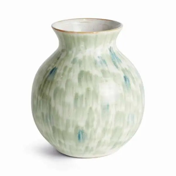 Hand-Painted Green & Blue Stoneware Vase - view 6