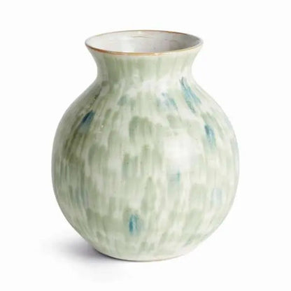 Hand-Painted Green & Blue Stoneware Vase