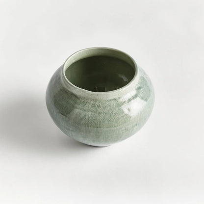 Linen-Texture Reactive Glaze Ceramic Planter - view 6