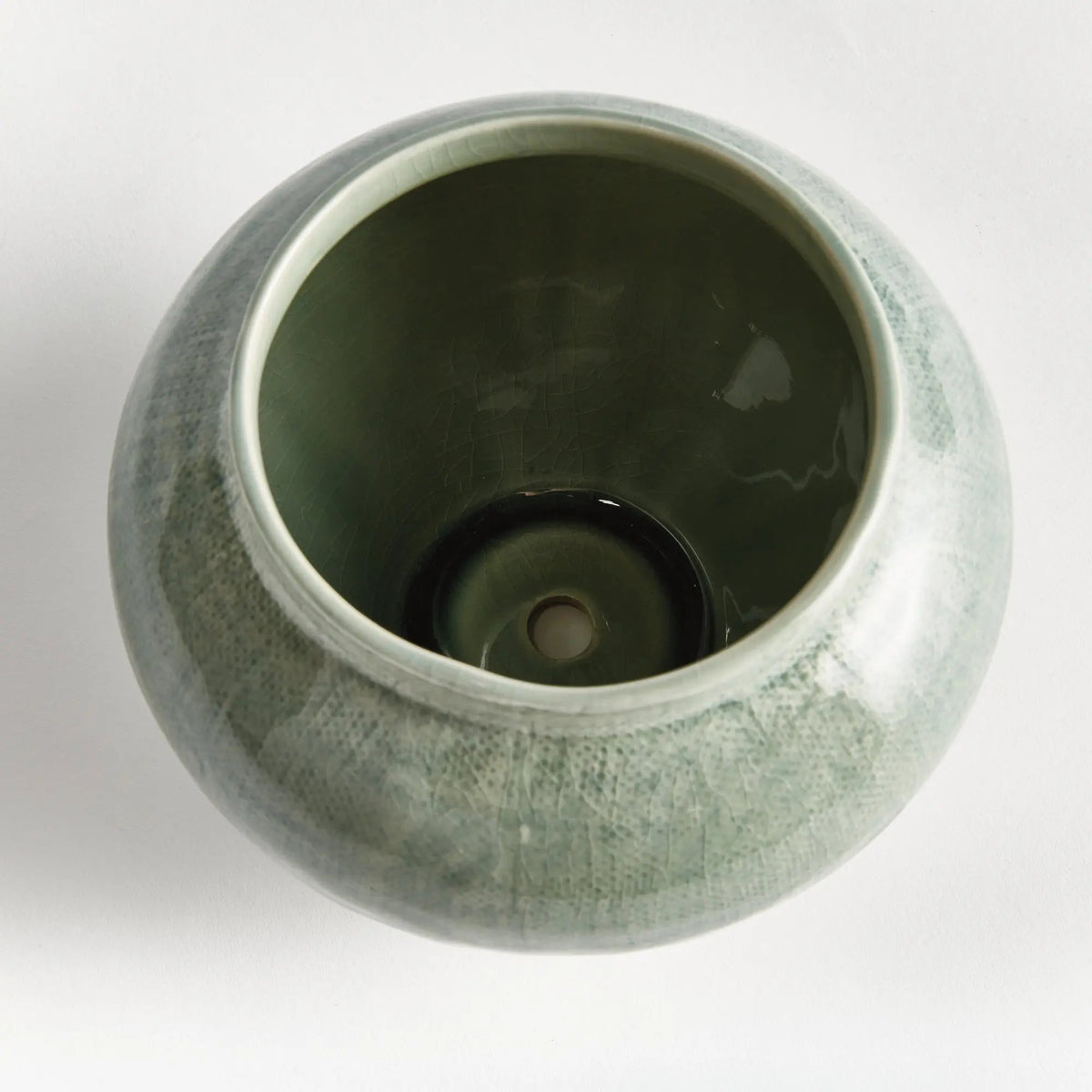 Linen-Texture Reactive Glaze Ceramic Planter - view 7