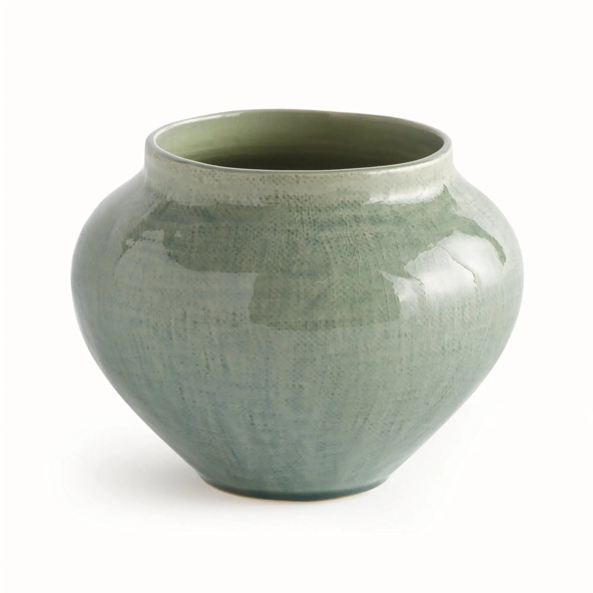 Linen-Texture Reactive Glaze Ceramic Planter - view 5