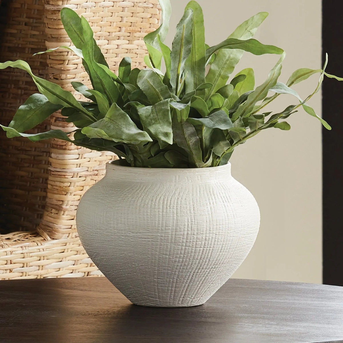 Linen-Texture Reactive Glaze Ceramic Planter - view 4