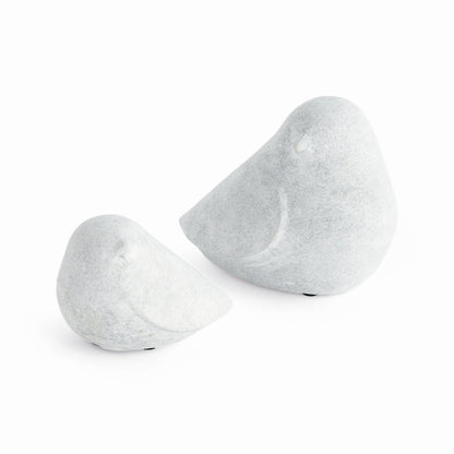 Whitewashed Concrete Bird Pair