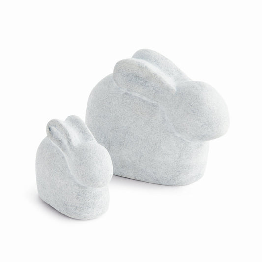 Whitewashed Concrete Rabbit Pair - view 1